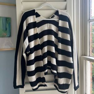 Navy and Cream Striped Cardigan